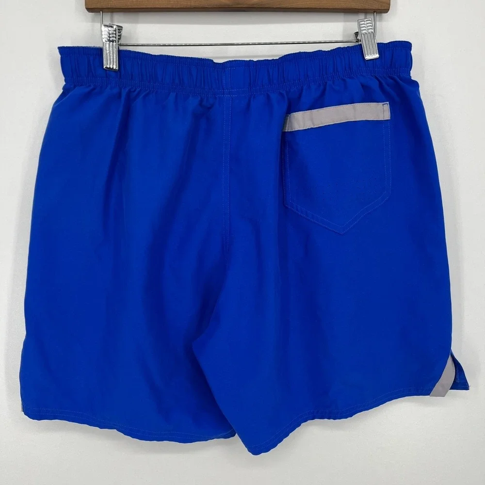 Nike‎ Swim Trunks Men's Size L Blue Mesh Lined Drawstring Swoosh Logo